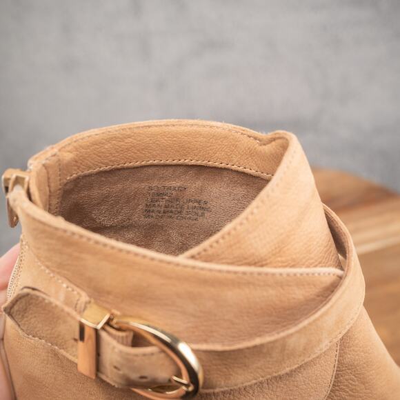 Sole Society Ankle Bootie Womens 10 Tracy Dusty Rose Suede Block Heel Peep Toe - Picture 6 of 7